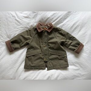 Zara Olive Green Coat with Brown Corduroy Collar
